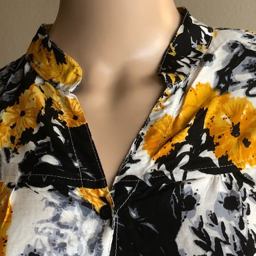 Bohemian Indian Floral Print Long Tunic Blouse - Picture 4 of 8